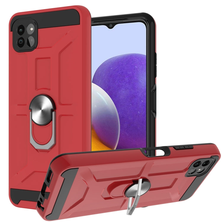 For Samsung Galaxy A22 5G War-god Armor TPU + PC Shockproof Magnetic Protective Case with Ring Holder
