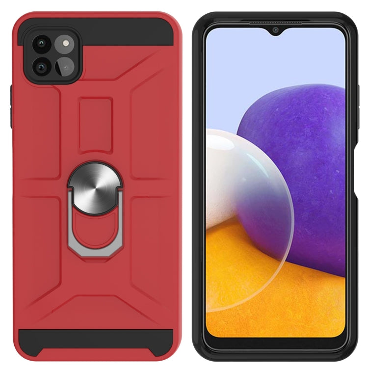 For Samsung Galaxy A22 5G War-god Armor TPU + PC Shockproof Magnetic Protective Case with Ring Holder