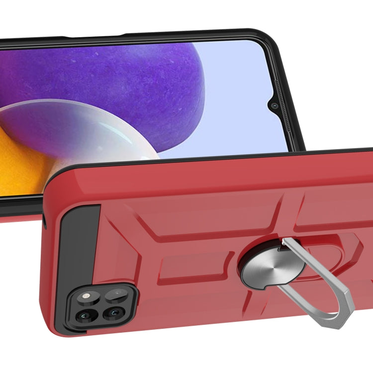 For Samsung Galaxy A22 5G War-god Armor TPU + PC Shockproof Magnetic Protective Case with Ring Holder