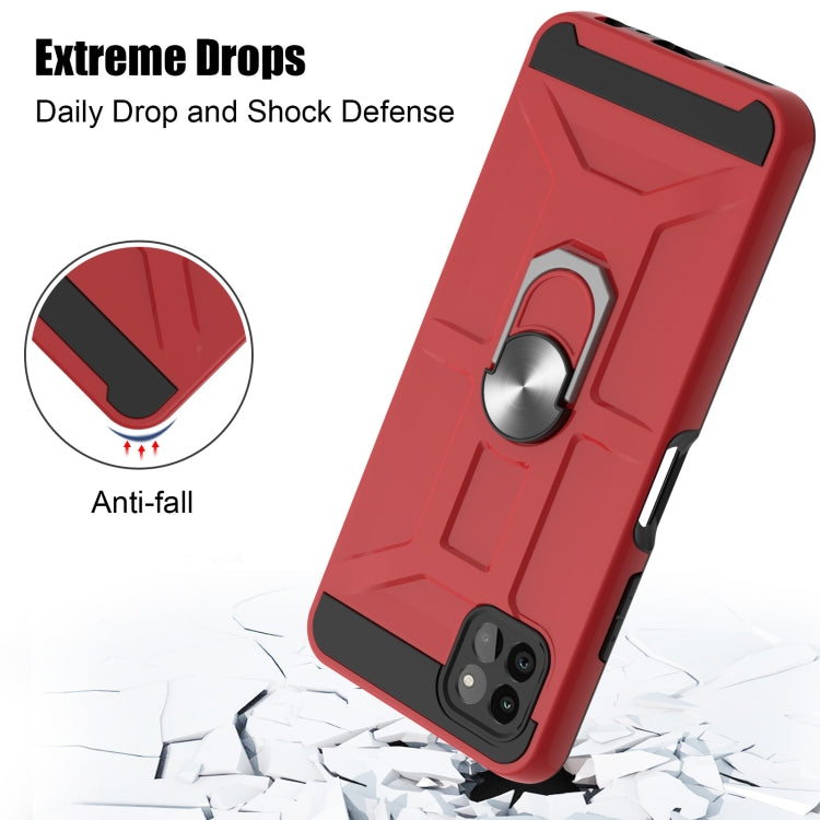 For Samsung Galaxy A22 5G War-god Armor TPU + PC Shockproof Magnetic Protective Case with Ring Holder