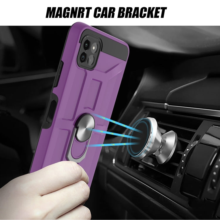 For Samsung Galaxy A22 5G War-god Armor TPU + PC Shockproof Magnetic Protective Case with Ring Holder