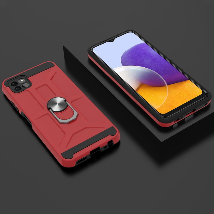 For Samsung Galaxy A22 5G War-god Armor TPU + PC Shockproof Magnetic Protective Case with Ring Holder