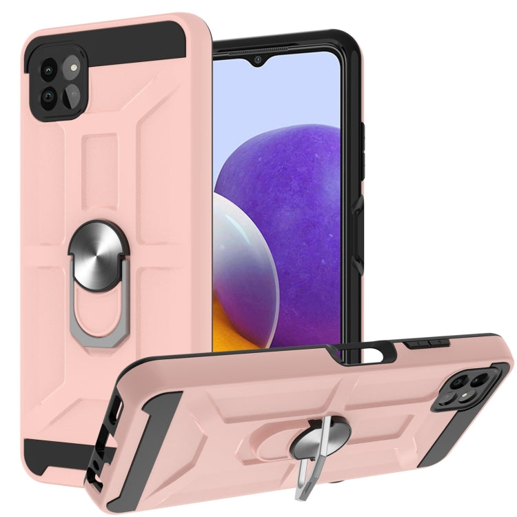 For Samsung Galaxy A22 5G War-god Armor TPU + PC Shockproof Magnetic Protective Case with Ring Holder