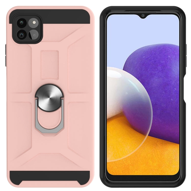 For Samsung Galaxy A22 5G War-god Armor TPU + PC Shockproof Magnetic Protective Case with Ring Holder