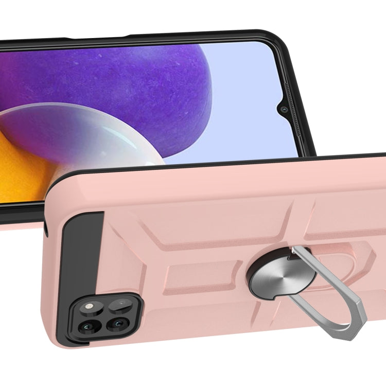 For Samsung Galaxy A22 5G War-god Armor TPU + PC Shockproof Magnetic Protective Case with Ring Holder