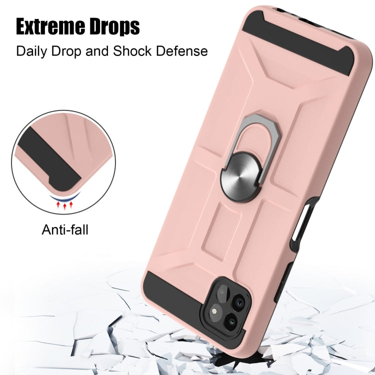 For Samsung Galaxy A22 5G War-god Armor TPU + PC Shockproof Magnetic Protective Case with Ring Holder