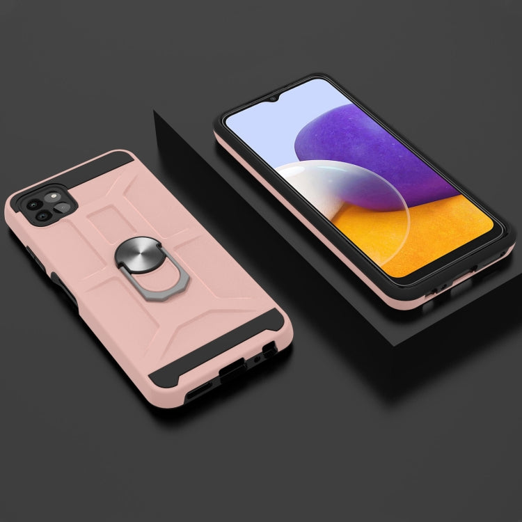 For Samsung Galaxy A22 5G War-god Armor TPU + PC Shockproof Magnetic Protective Case with Ring Holder