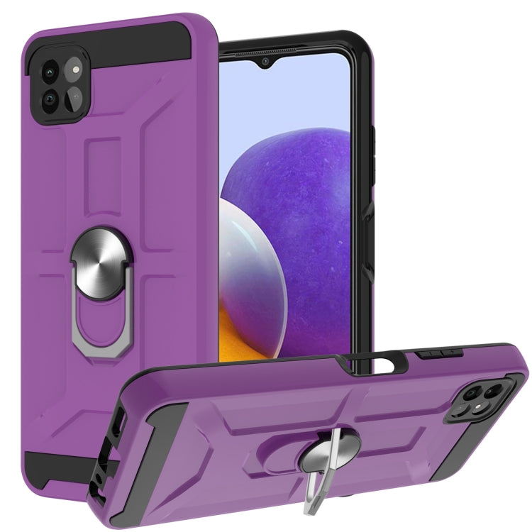 For Samsung Galaxy A22 5G War-god Armor TPU + PC Shockproof Magnetic Protective Case with Ring Holder
