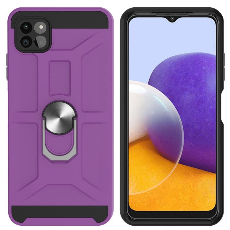 For Samsung Galaxy A22 5G War-god Armor TPU + PC Shockproof Magnetic Protective Case with Ring Holder