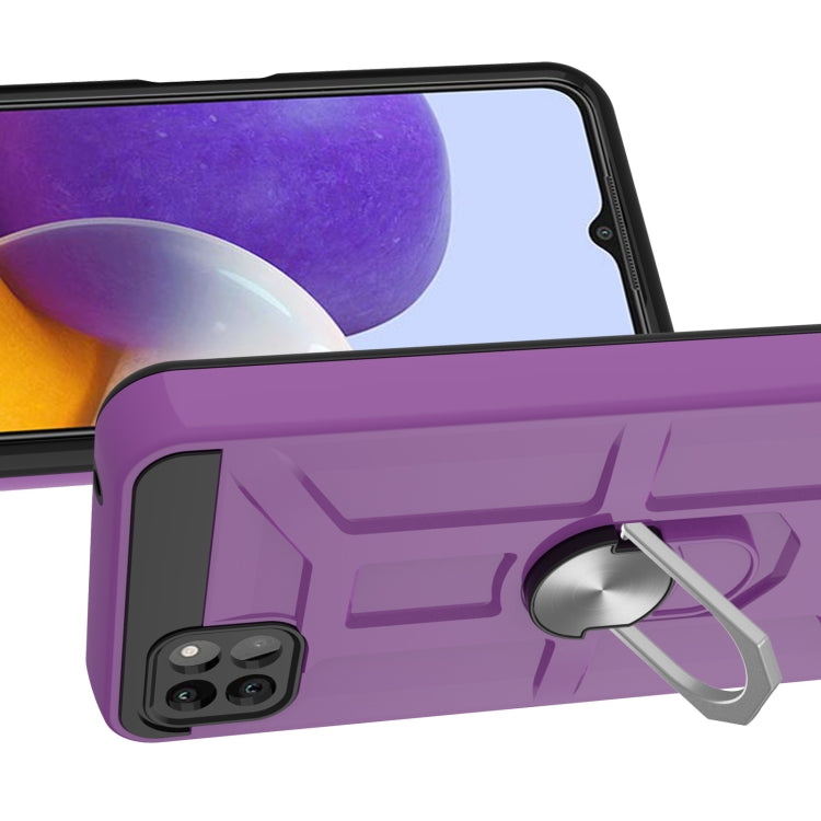 For Samsung Galaxy A22 5G War-god Armor TPU + PC Shockproof Magnetic Protective Case with Ring Holder