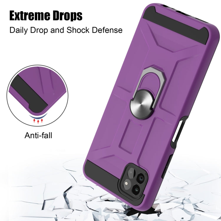 For Samsung Galaxy A22 5G War-god Armor TPU + PC Shockproof Magnetic Protective Case with Ring Holder