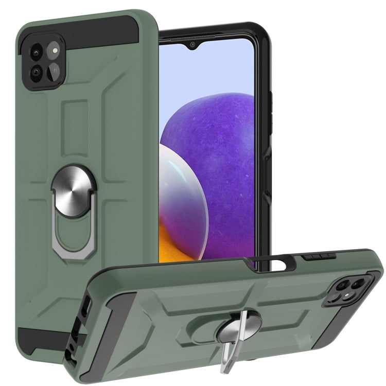 For Samsung Galaxy A22 5G War-god Armor TPU + PC Shockproof Magnetic Protective Case with Ring Holder