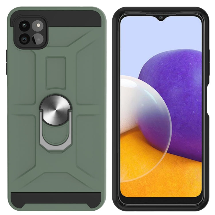 For Samsung Galaxy A22 5G War-god Armor TPU + PC Shockproof Magnetic Protective Case with Ring Holder