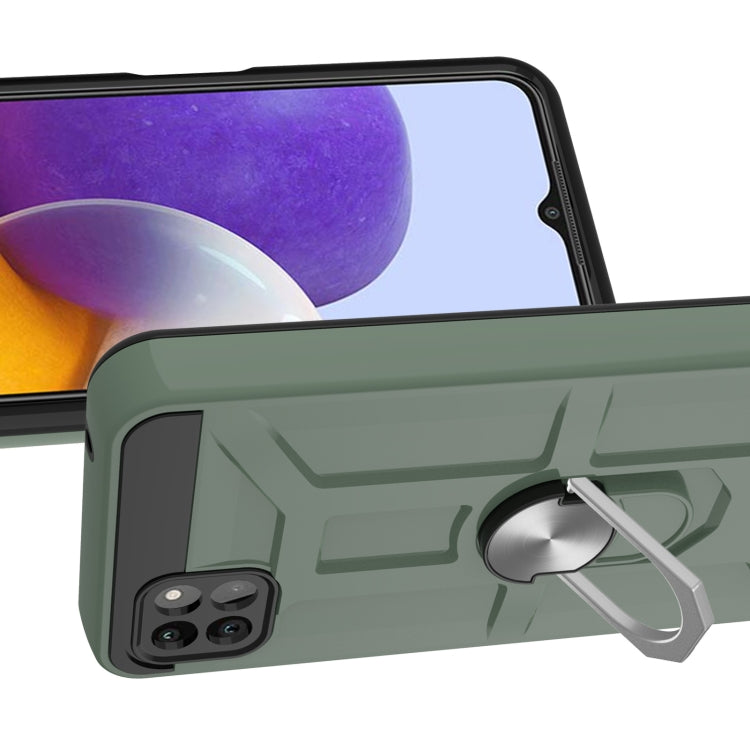 For Samsung Galaxy A22 5G War-god Armor TPU + PC Shockproof Magnetic Protective Case with Ring Holder