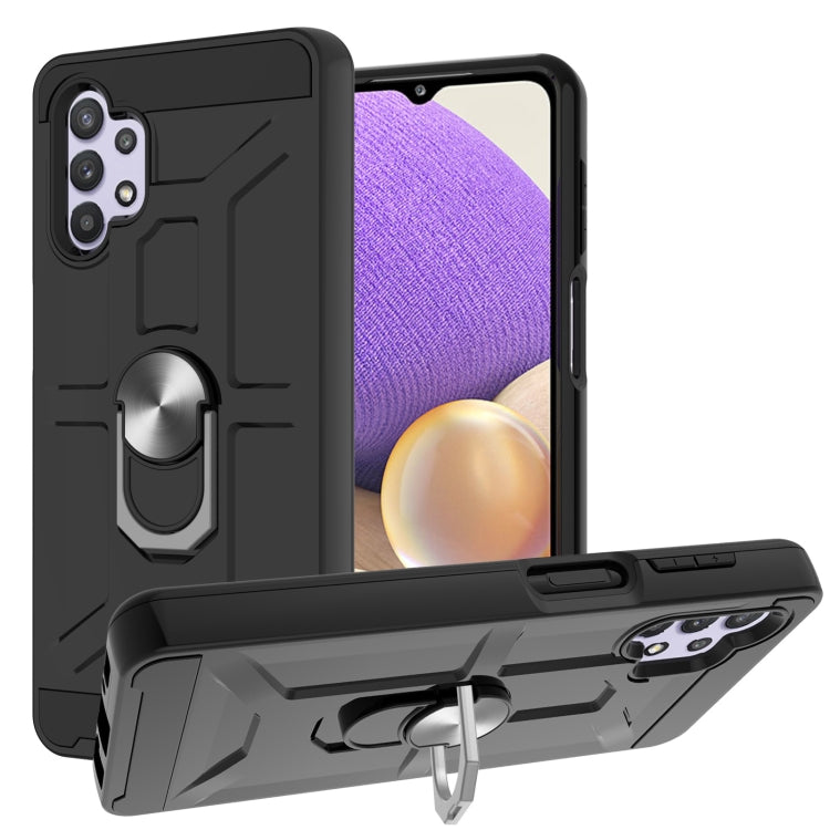 For Samsung Galaxy A32 5G War-god Armor TPU + PC Shockproof Magnetic Protective Case with Ring Holder