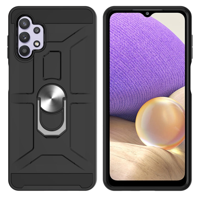 For Samsung Galaxy A32 5G War-god Armor TPU + PC Shockproof Magnetic Protective Case with Ring Holder