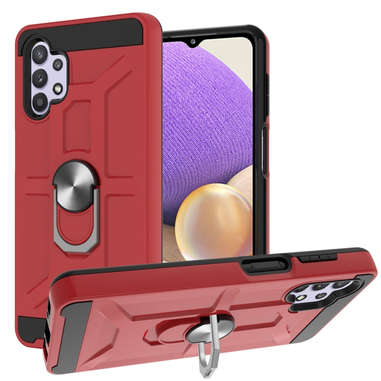 For Samsung Galaxy A32 5G War-god Armor TPU + PC Shockproof Magnetic Protective Case with Ring Holder