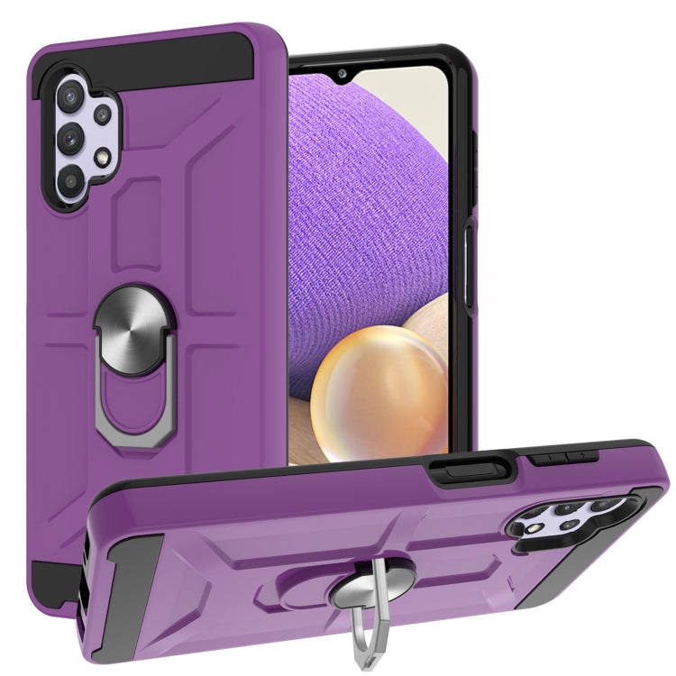 For Samsung Galaxy A32 5G War-god Armor TPU + PC Shockproof Magnetic Protective Case with Ring Holder
