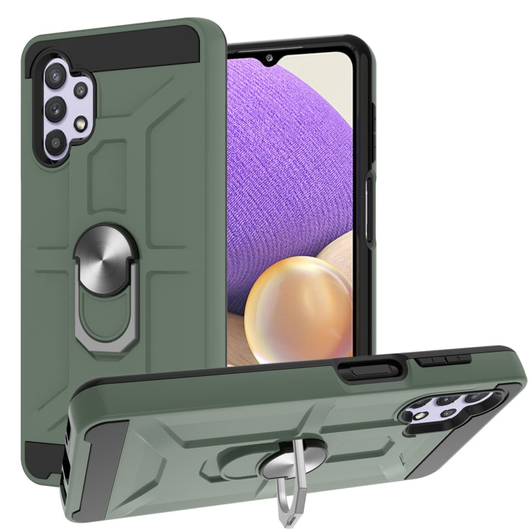 For Samsung Galaxy A32 5G War-god Armor TPU + PC Shockproof Magnetic Protective Case with Ring Holder