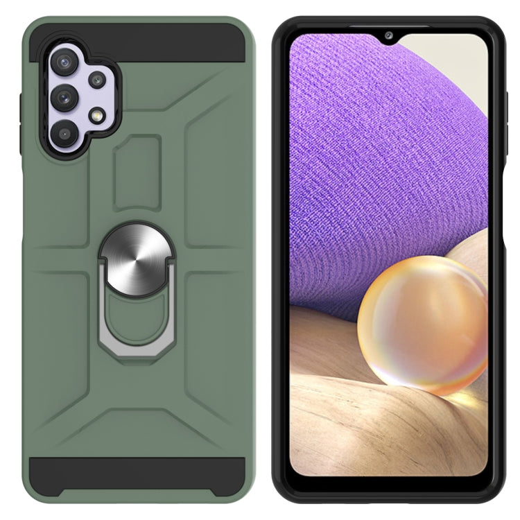 For Samsung Galaxy A32 5G War-god Armor TPU + PC Shockproof Magnetic Protective Case with Ring Holder