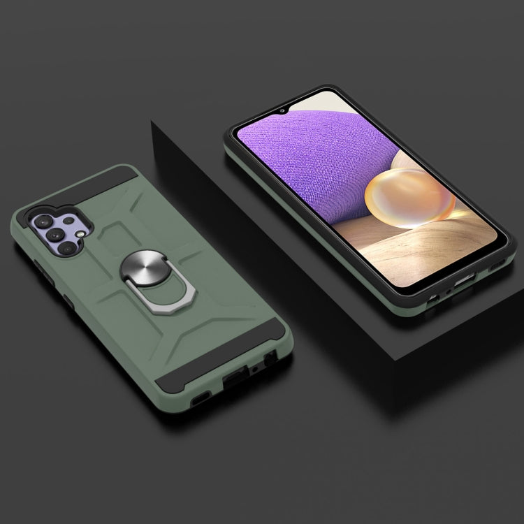 For Samsung Galaxy A32 5G War-god Armor TPU + PC Shockproof Magnetic Protective Case with Ring Holder