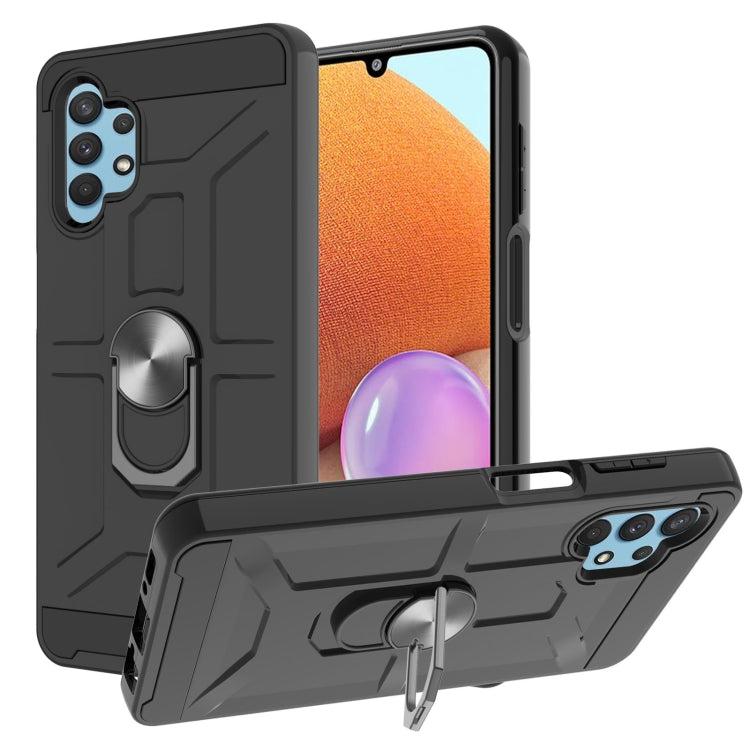 For Samsung Galaxy A32 4G War-god Armor TPU + PC Shockproof Magnetic Protective Case with Ring Holder