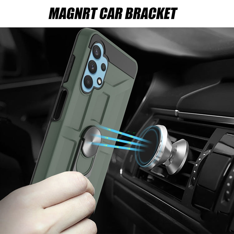 For Samsung Galaxy A32 4G War-god Armor TPU + PC Shockproof Magnetic Protective Case with Ring Holder