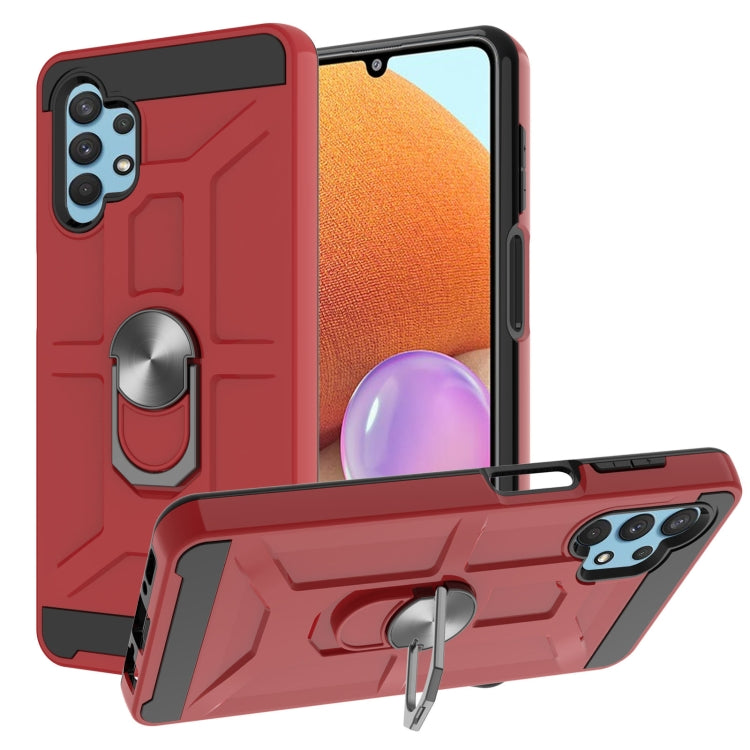 For Samsung Galaxy A32 4G War-god Armor TPU + PC Shockproof Magnetic Protective Case with Ring Holder