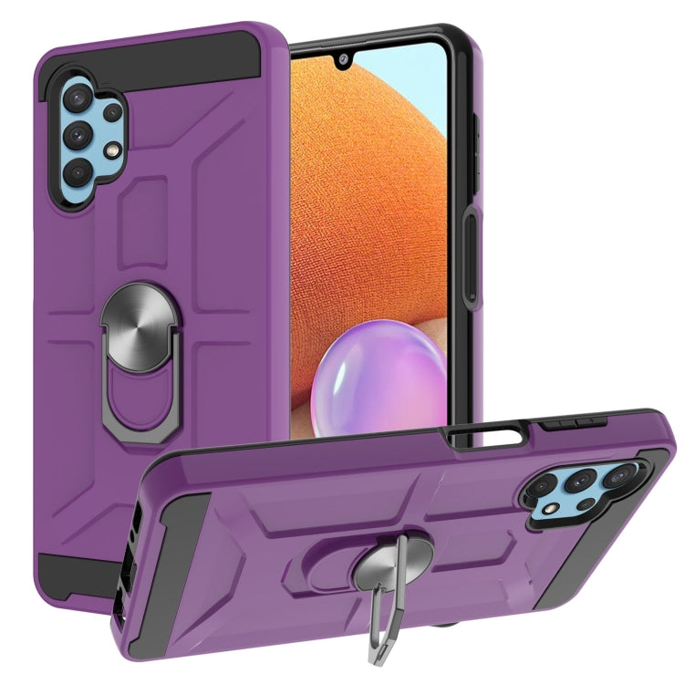 For Samsung Galaxy A32 4G War-god Armor TPU + PC Shockproof Magnetic Protective Case with Ring Holder