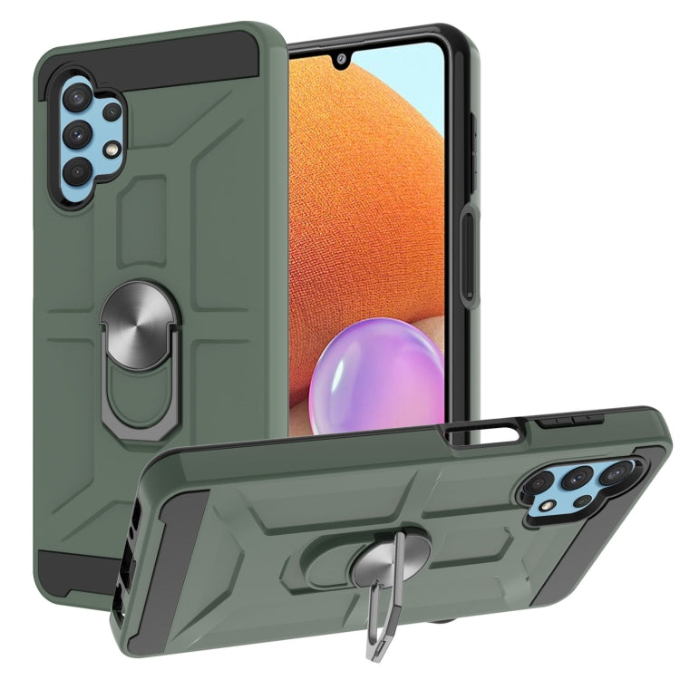 For Samsung Galaxy A32 4G War-god Armor TPU + PC Shockproof Magnetic Protective Case with Ring Holder