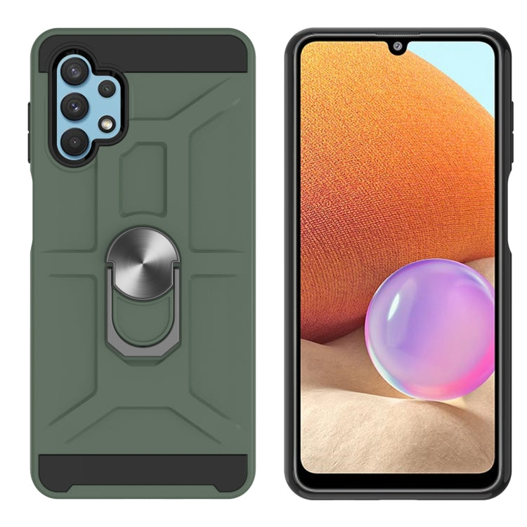 For Samsung Galaxy A32 4G War-god Armor TPU + PC Shockproof Magnetic Protective Case with Ring Holder