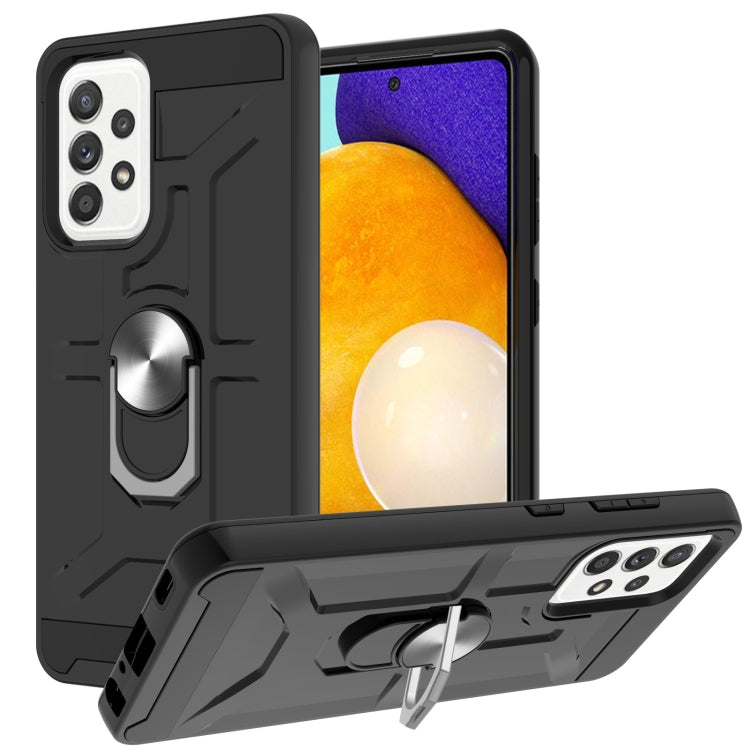 For Samsung Galaxy A52 5G / 4G War-god Armor TPU + PC Shockproof Magnetic Protective Case with Ring Holder
