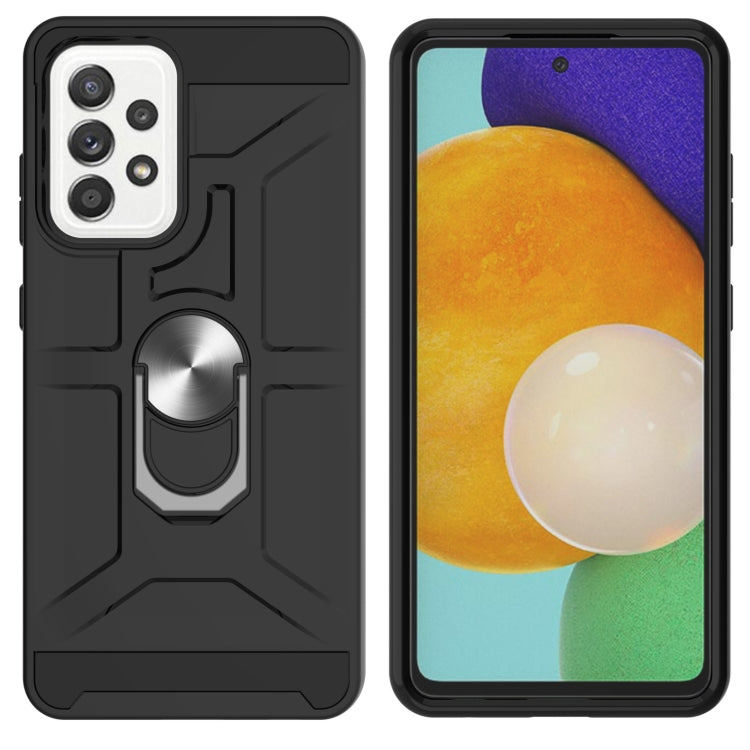 For Samsung Galaxy A52 5G / 4G War-god Armor TPU + PC Shockproof Magnetic Protective Case with Ring Holder