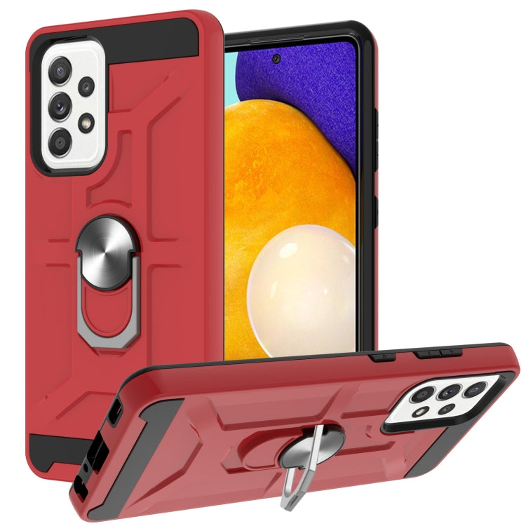 For Samsung Galaxy A52 5G / 4G War-god Armor TPU + PC Shockproof Magnetic Protective Case with Ring Holder