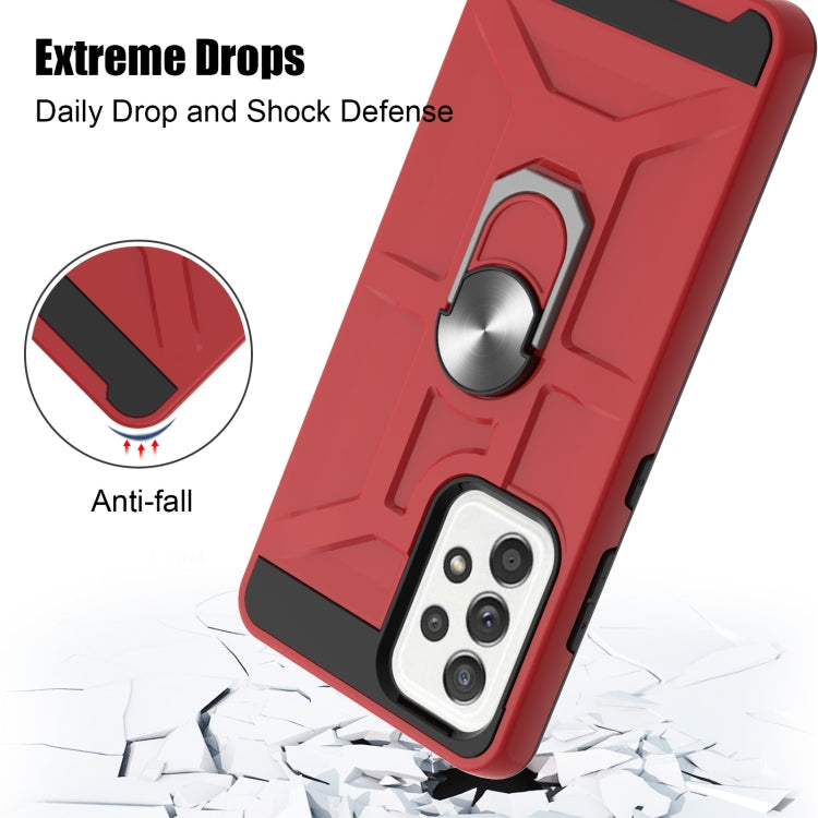For Samsung Galaxy A52 5G / 4G War-god Armor TPU + PC Shockproof Magnetic Protective Case with Ring Holder