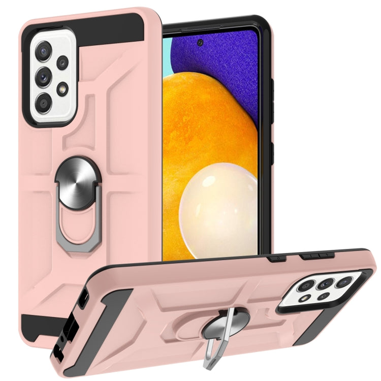 For Samsung Galaxy A52 5G / 4G War-god Armor TPU + PC Shockproof Magnetic Protective Case with Ring Holder