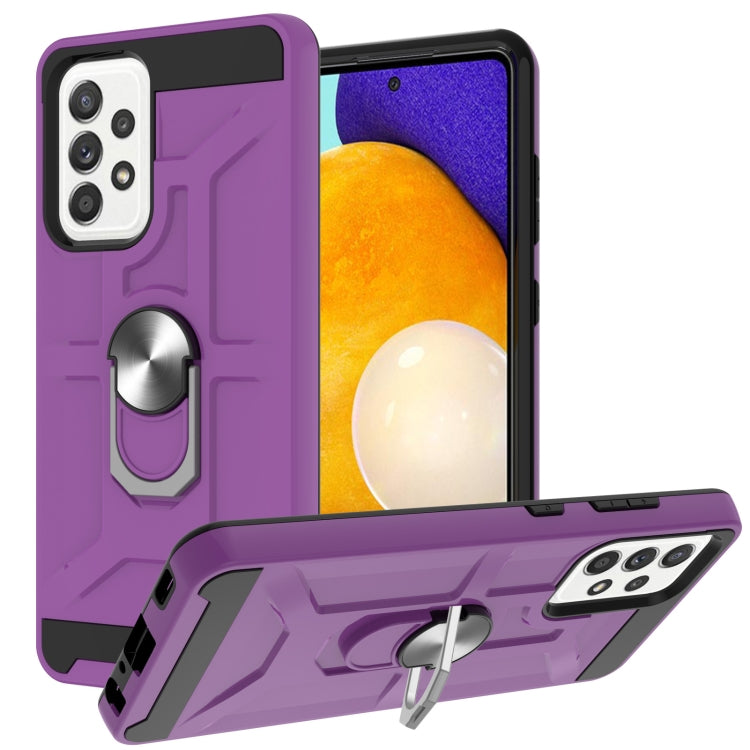 For Samsung Galaxy A52 5G / 4G War-god Armor TPU + PC Shockproof Magnetic Protective Case with Ring Holder