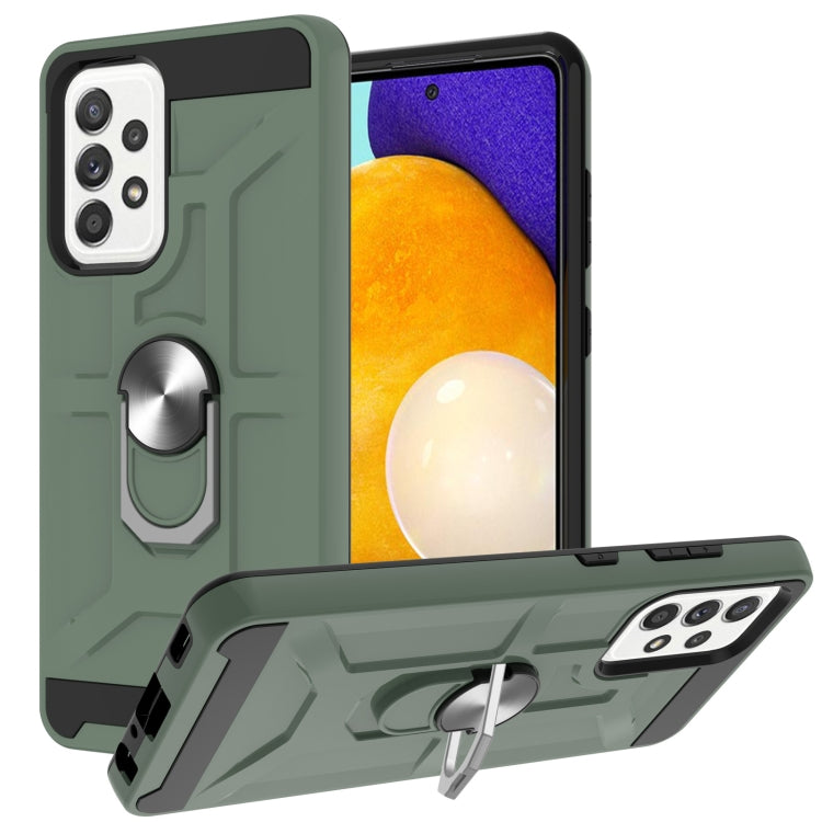 For Samsung Galaxy A52 5G / 4G War-god Armor TPU + PC Shockproof Magnetic Protective Case with Ring Holder