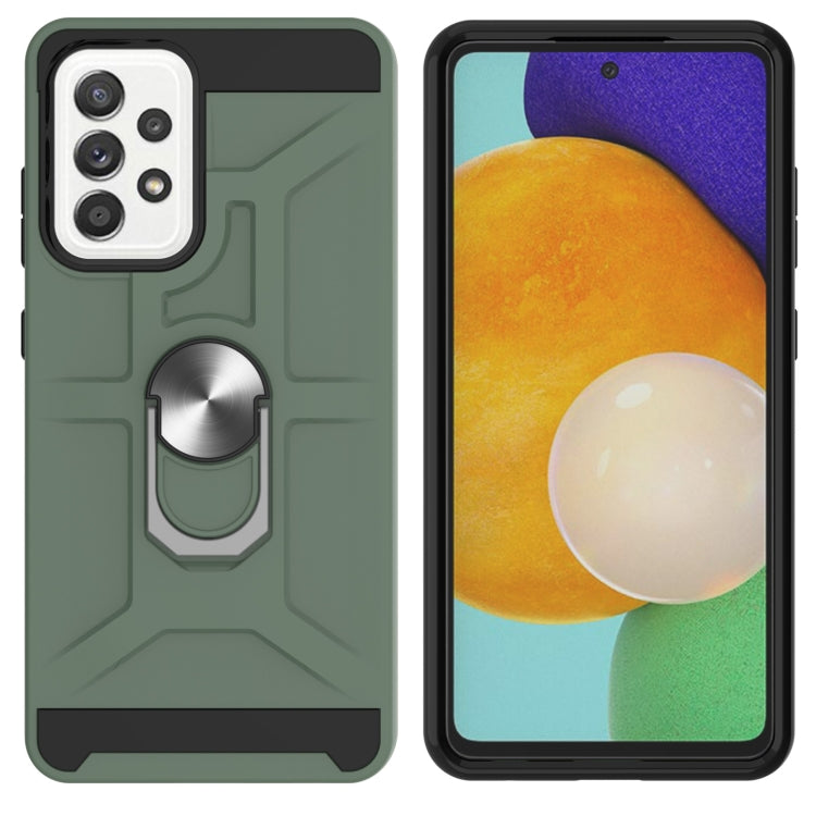 For Samsung Galaxy A52 5G / 4G War-god Armor TPU + PC Shockproof Magnetic Protective Case with Ring Holder