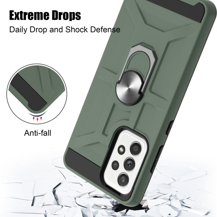 For Samsung Galaxy A52 5G / 4G War-god Armor TPU + PC Shockproof Magnetic Protective Case with Ring Holder