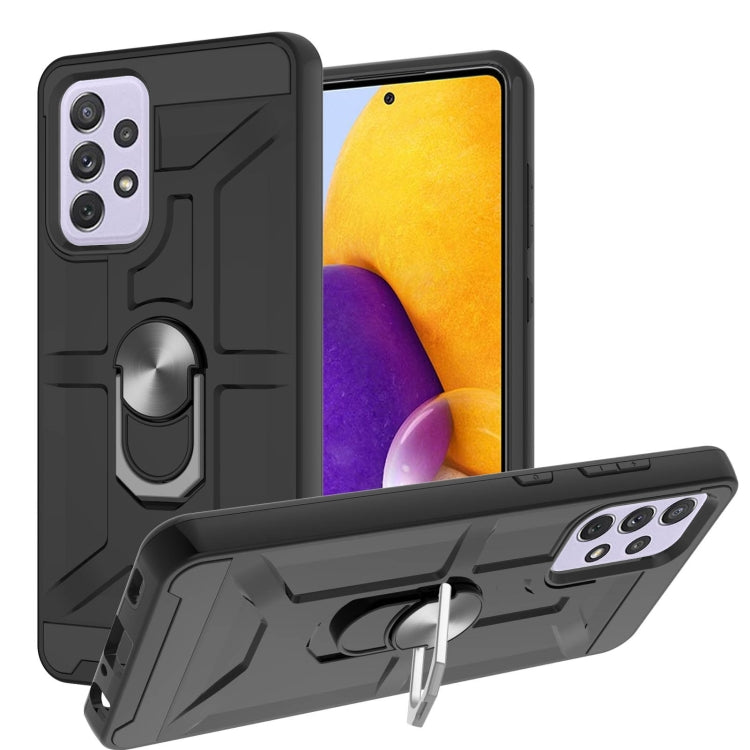 For Samsung Galaxy A72 5G / 4G War-god Armor TPU + PC Shockproof Magnetic Protective Case with Ring Holder