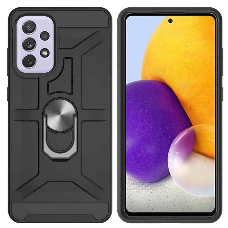 For Samsung Galaxy A72 5G / 4G War-god Armor TPU + PC Shockproof Magnetic Protective Case with Ring Holder