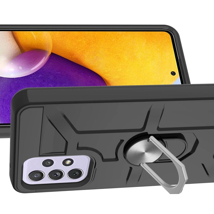 For Samsung Galaxy A72 5G / 4G War-god Armor TPU + PC Shockproof Magnetic Protective Case with Ring Holder