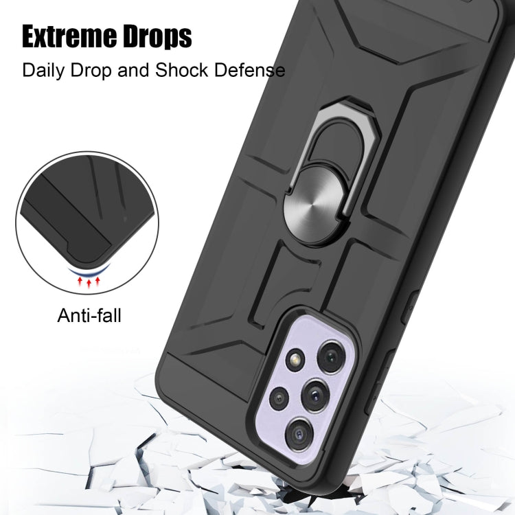 For Samsung Galaxy A72 5G / 4G War-god Armor TPU + PC Shockproof Magnetic Protective Case with Ring Holder