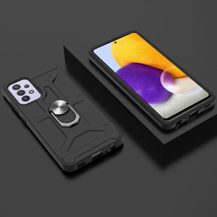 For Samsung Galaxy A72 5G / 4G War-god Armor TPU + PC Shockproof Magnetic Protective Case with Ring Holder