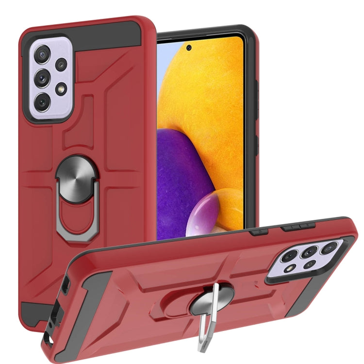 For Samsung Galaxy A72 5G / 4G War-god Armor TPU + PC Shockproof Magnetic Protective Case with Ring Holder