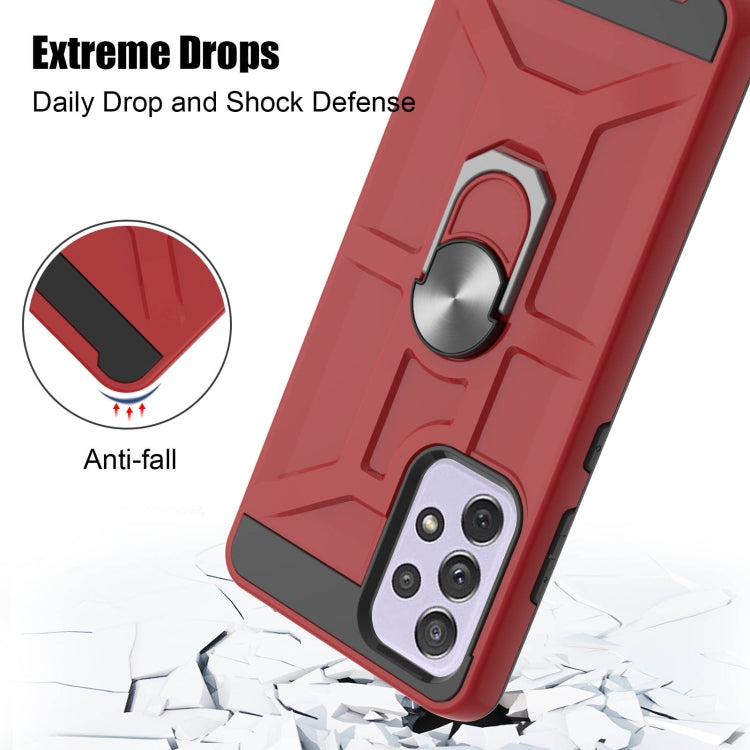 For Samsung Galaxy A72 5G / 4G War-god Armor TPU + PC Shockproof Magnetic Protective Case with Ring Holder