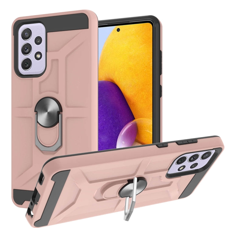 For Samsung Galaxy A72 5G / 4G War-god Armor TPU + PC Shockproof Magnetic Protective Case with Ring Holder