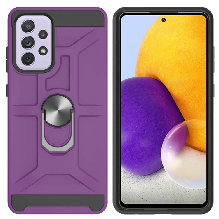 For Samsung Galaxy A72 5G / 4G War-god Armor TPU + PC Shockproof Magnetic Protective Case with Ring Holder
