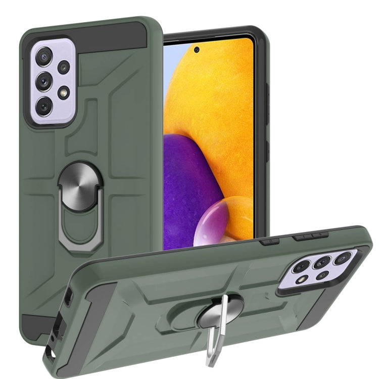 For Samsung Galaxy A72 5G / 4G War-god Armor TPU + PC Shockproof Magnetic Protective Case with Ring Holder